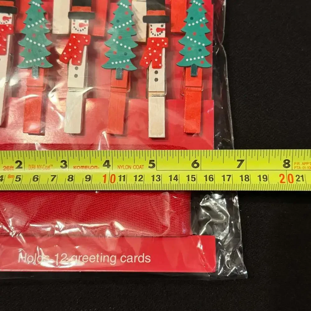 2 Design Focus Holiday Card Garlands + clips Santa, Reindeer, Snowman & Tree